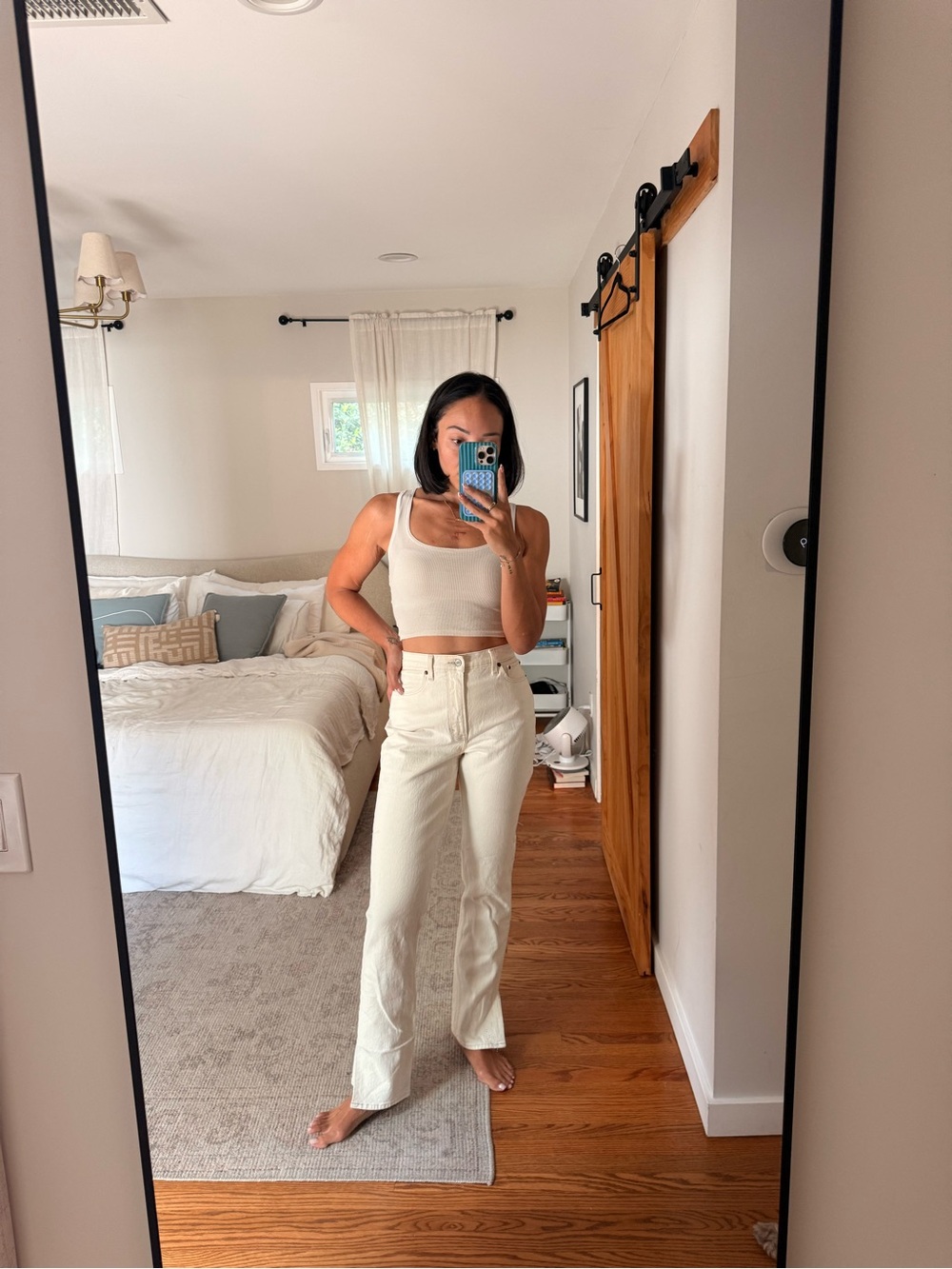 Abercrombie & Fitch Cream Straight-Leg Pants